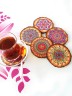 Ahşap Uv Baskı Mandala Desen 6'lı Set Bardak Altlığı